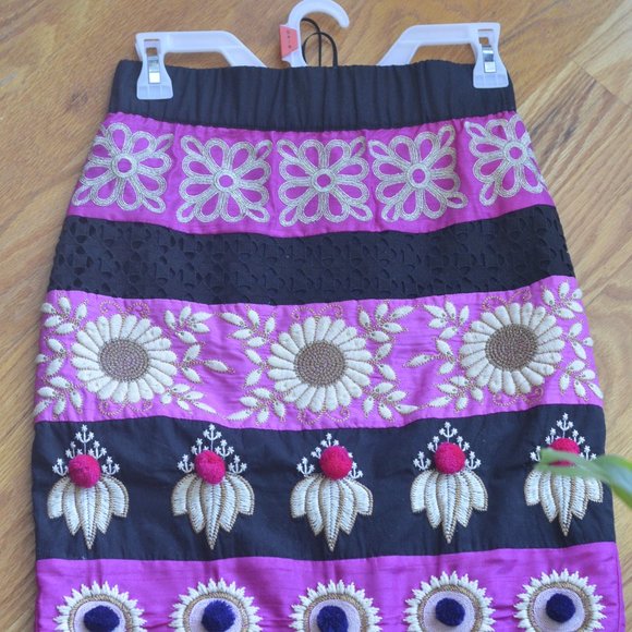 Anthropologie Leifsdottir Embroidered Catrina Bohemian Pencil Skirt Size 0P - Picture 4 of 4